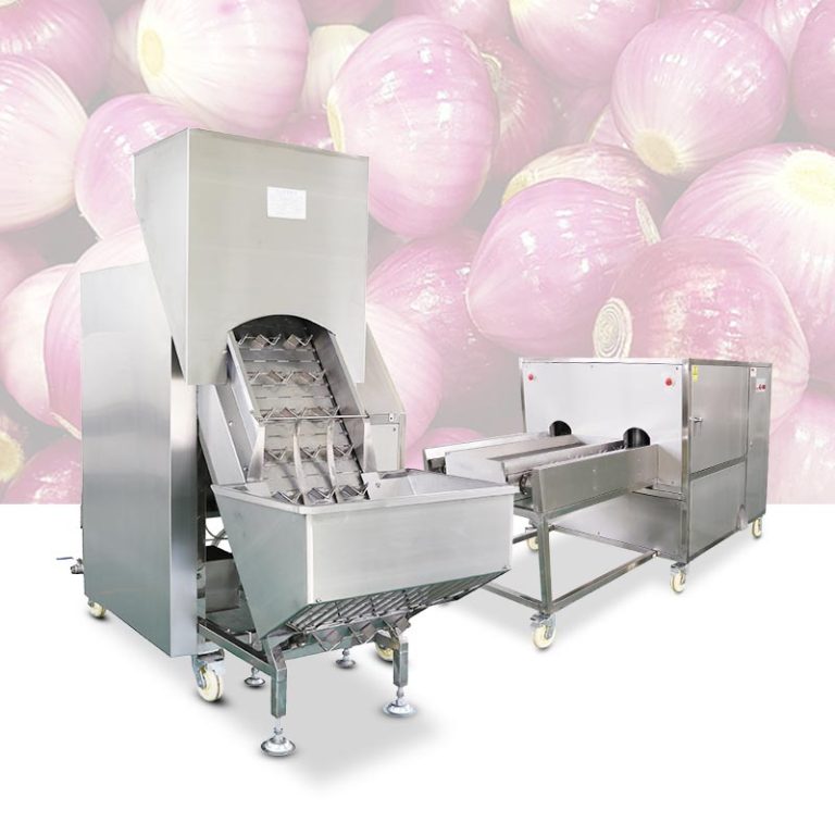 Industrial onion peeling and cutting machine for food processing