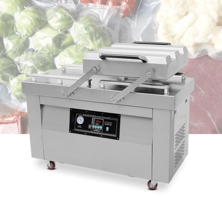 Double chamber vacuum sealer machine for sealing large portions