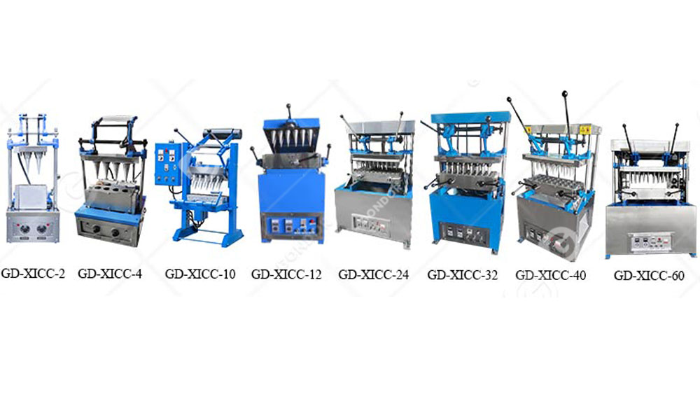 Different models of wafer cone making machines