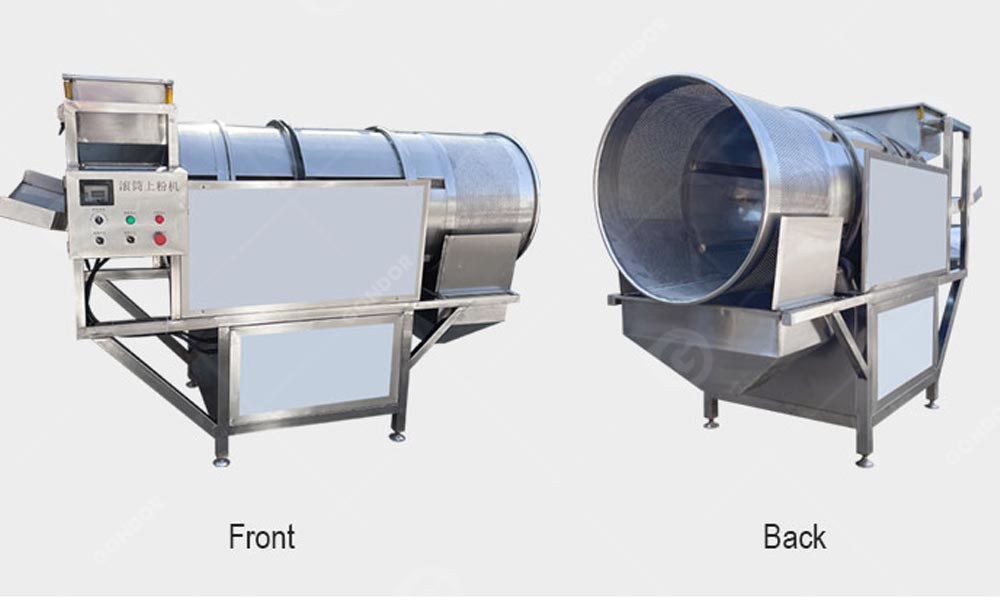 Automatic roller seasoning drum for snack manufacturing