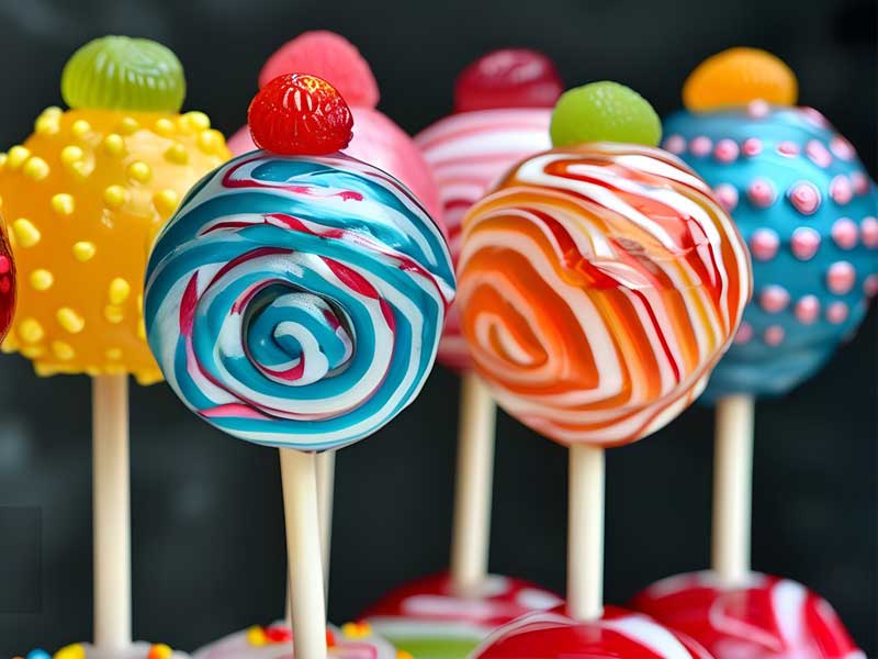 Healthy sugar-free lollipops with natural colors