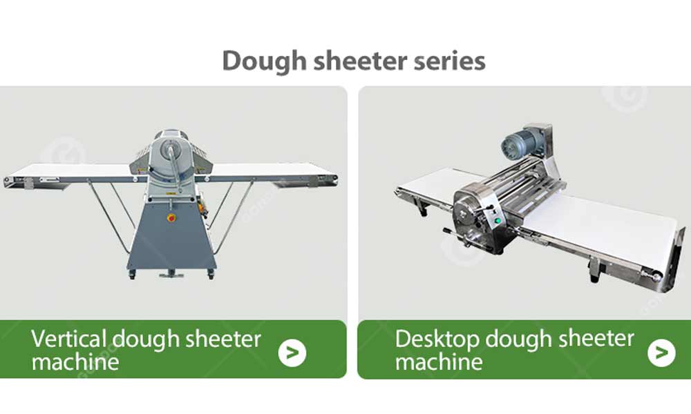 Pastry dough sheeter machine with adjustable rollers for puff pastry