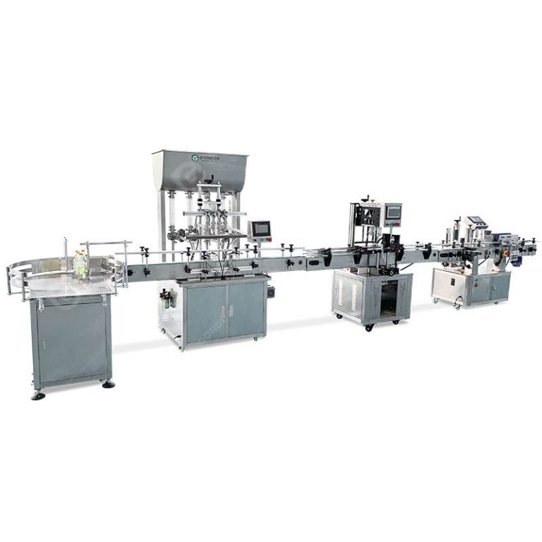 Automatic liquid filling line with precision dosing system