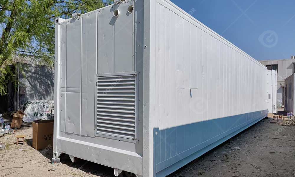 Hydroponic mushroom cultivation system inside a custom 40FT container in Canada