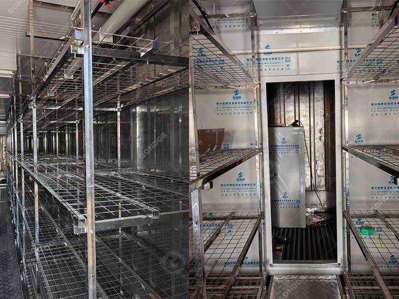 Inside view of a hydroponic mushroom growing container in Canada
