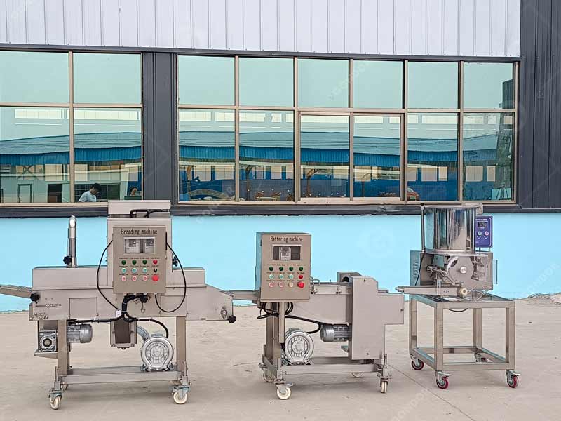 Industrial hamburger patty production line for fast food industry