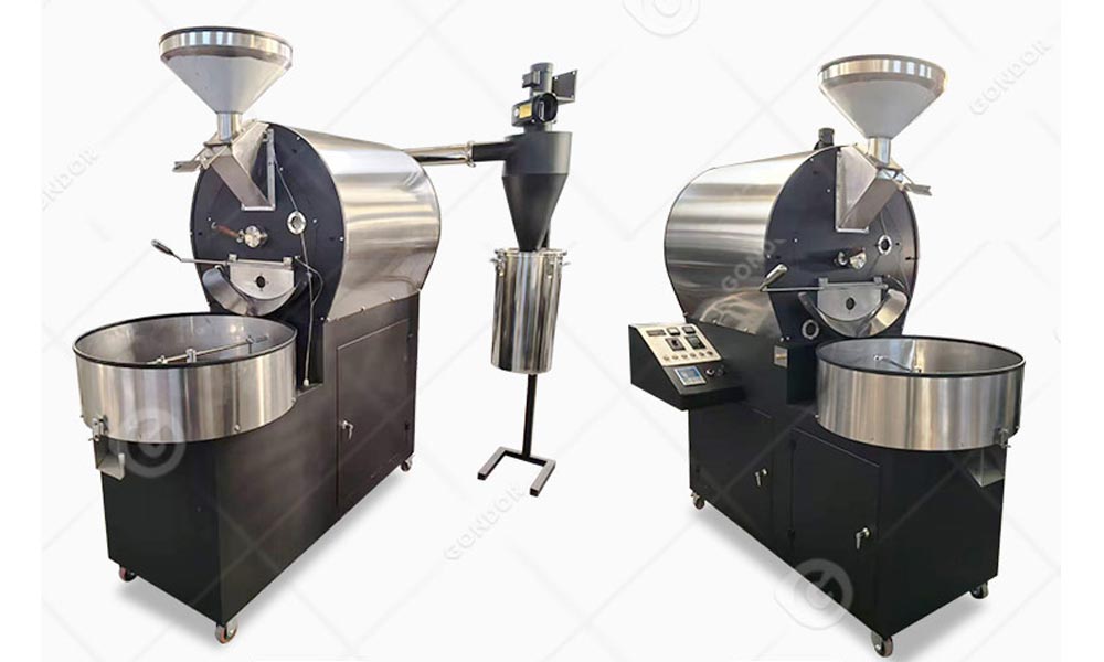 Coffee roaster machine with smoke suppression for indoor use