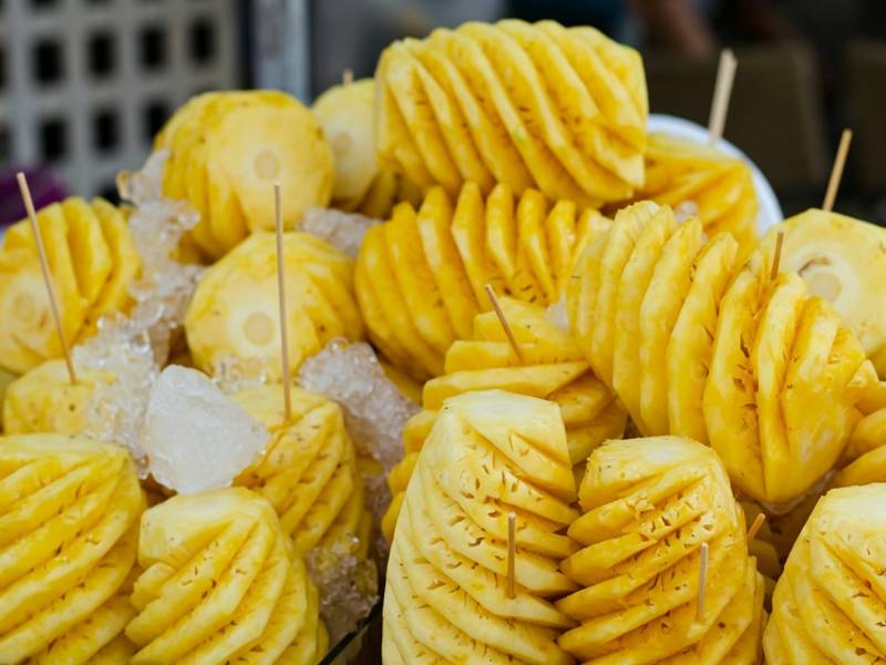 peeling pineapple