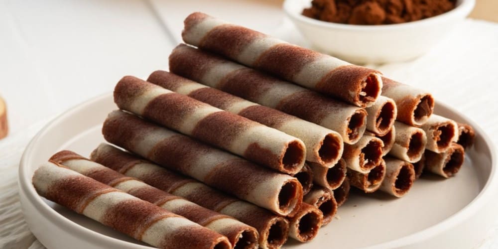 rollos de oblea de chocolate